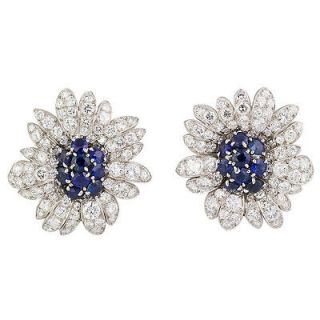 VAN CLEEF & ARPELS Diamond Sapphire Plat Earrings Clips