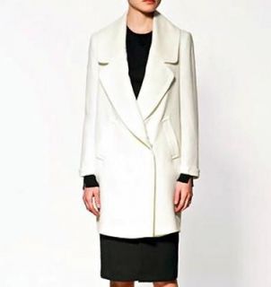   new Zara lightweight light white oversized lapel collar jacket coat M
