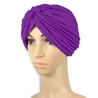 Purple Full Head Turban Headwrap Indian Style Wrap Bandana Hat Hair 