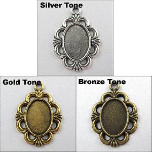   Silver,Gold,Bronze Tone Oval Picture Frame Charms Pendants L047