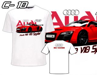 Auto Mania] Type. C 10 Dri Fit Car White T Shirts Audi R8 V10 Spyder 