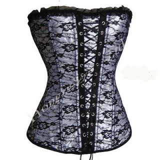   White Womens NWT Hot Corset Top Lace Bustiers Sets Lingerie+G String