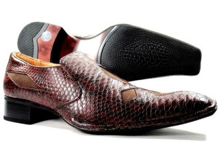 Mens Leather Slip On Loafers Dress Shoes Ostrich Crocodile Pattern