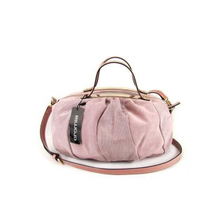  Italian Made Natural Pink Suede Designer Satchel Shoulder Bag Handbag