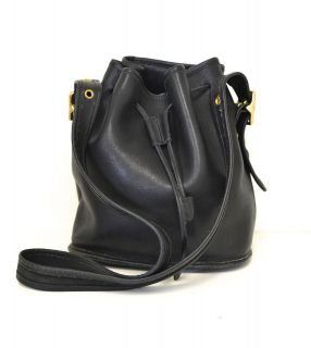   COACH EUC Black Leather Large Drawstring Bucket Lulu Legacy Handbag
