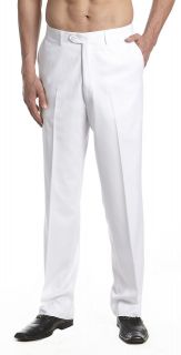 CONCITOR Mens Dress Pants Trousers Flat Front Slacks WHITE 34