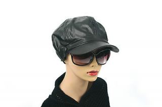 Womens Classic Newsboy Style Leather Feel Hat P214