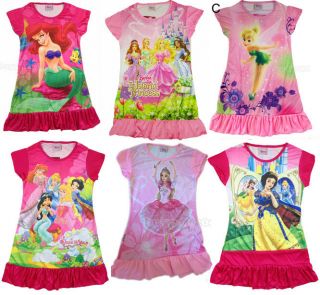 New Kids Girls Princess Party Nightwear Nighty Dress 3 9 Yrs 6 Colour 