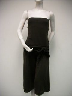 SUSANA MONACO Brown Knit Dress Size M Front Sash Tie Strapless Stretch 