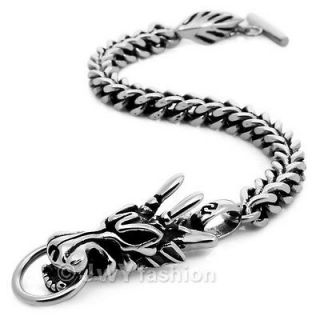   Men Silver 316L Stainless Steel Dragon Link Chain Bracelet LP11 700