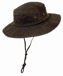   50 UV SUN BLOCK Weathered Oilcloth Boonie Bush Bucket Hat Brown  Large