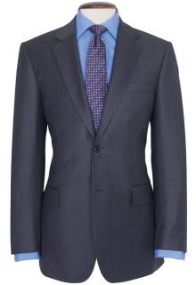 Cromford English Grey Stripe Flannel Suit, Wool Yorkshire Fabric 36 to 