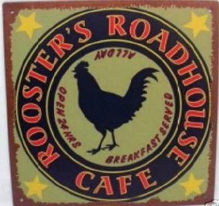 Rooster Metal Sign ROADHOUSE CAFE Farm Decor Tin New