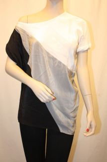 NEW BCBG MAX AZRIA WHITE COMBO LACEY COLOR BLOCKED TOP SIZE S
