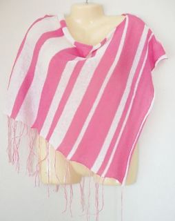 NWT HOLLISTER GIRLS/JUNIOR PONCHO PINK/WHITE ONE SIZE 55%RAMIE/45%CO 