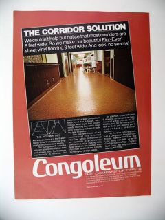 Congoleum Flor Ever Sheet Vinyl Flooring hospital corridor floor 1979 