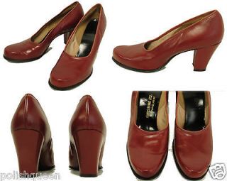 VTG LATE 1940S LIPSTICK RED PIN UP SIREN LEATHER PUMPS SHOES CUBAN 