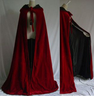 Velvet silk Capes Hooded Cloaks Witchcraft Halloween Wedding coat LARP 