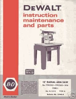 Dewalt 12 Inch Radial Arm Saw Manual Bulletin 2544 4