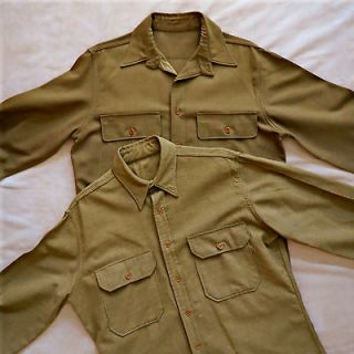 WWII Authentic US ARMY Wool UNIFORM SHIRTS ~ Olive Drab ~TAG SIZE 15 