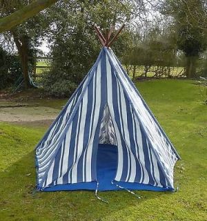 Wigwam Teepee Play Tent  Canvas  Blue Stripes   BNIB