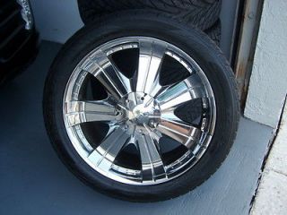 22 INCH. SAMWON CASTECH CHROME WHEELS WITH TOYO TIRES CENTER CAPS AND 