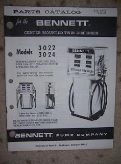 1971 Bennett Gas Pump Parts List 3022 Twin Dispenser z