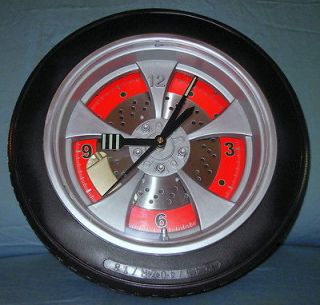 Car tire wheel clock   Super cool looking   Great for the Shop or Man 