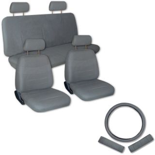 FAUX PU LEATHER Truck CAR SEAT COVERS 11 PCS Superior All Grey Gray 