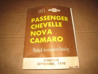 1971 Chevrolet Camaro Chevelle Nova parts catalog book shop manual
