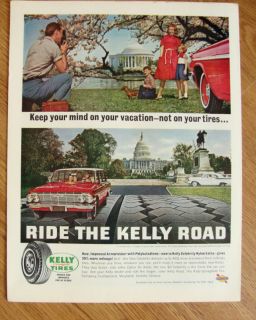 1962 Kelly Tires Ad Chevrolet Chevy Station Wagon