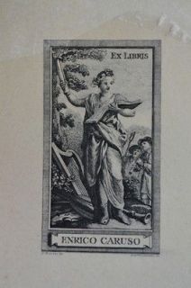 MacDonald. Bookplate Of Proof Of Enrico Caruso