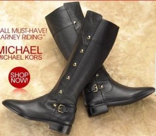 Michael Kors Carney Black Leather Riding Equestrian Boots size 5.5 