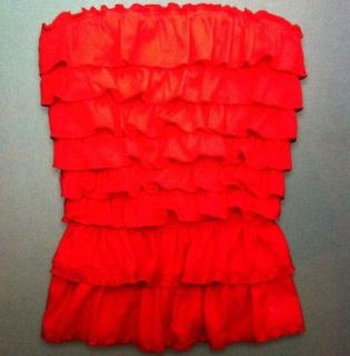 NWT Abercrombie & Fitch Reid Womens Ruffle Tube Top Tank Red Size 
