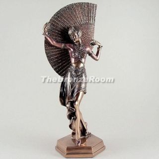 Dancing Art Deco Lady with Fan   Bronze Sculpture