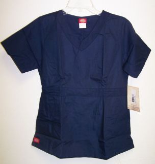 NWT Dickies Medical Uniforms NAVY BLUE Brushed Fabric Scrub Top XS XL 