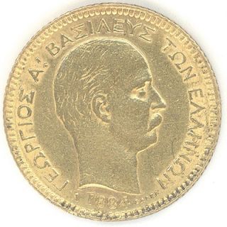 Greece 20 Drachmai 1884 A GEORGE I gold coin, 1 year type