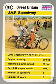 JAP Speedway 500 cc Motorcycle TOP TRUMPS CARD