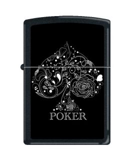 Zippo Ace of Spades Poker Lighter, Black Matte, Low Ship, 0215
