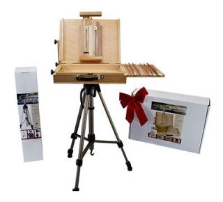 Artists Plein Aire Pochade Box Easel with Aluminum Tri pod Stand (Set)