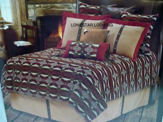   Western Rustic Lodge Santa Fe Navajo Chenille Comforter Bedding Set