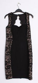 Aidan Mattox LACE SIDE PANEL Cut Out Dress in Black LBD Cocktail 