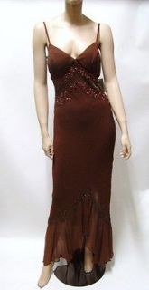 NEW Mon Cheri Brown Silk Occasion Bridal Prom Gown Dress w Sequence 10 