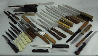 39 KNIFE LOT CUTLERY CHEFS BUTCHERS STAINLESS STEEL VINTAGE ANTIQUE 