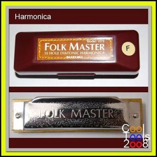   New Folkmaster Suzuki Harmonica 1072 Blues harp Diatonic key of F