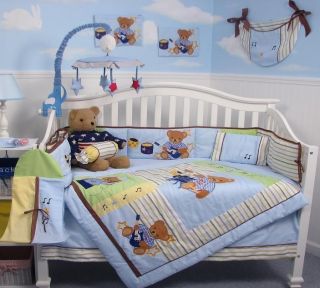   Teddy Bear Baby Crib Nursery Bedding Set 13 pcs included Diaper Bag