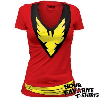 Dark Phoenix Jean Grey Costume X MEN Marvel Licensed Junior V neck 