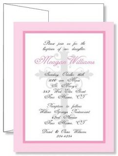   Personalized Swirly Cross Baptism Christening Invitations   Any Color