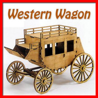 Western Wagon   Wooden Model Kit Series /Wood/Interior​/Decor/Toy 