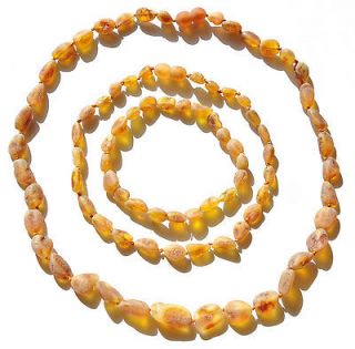 Set Of Raw Unpolished Baltic Amber Baby Teething and Mothers Necklace 